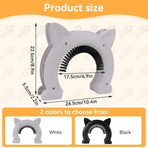 पोर्टेबल टिकाऊ बिल्ली कान आकार आंतरिक पालतू पालतू जानवर खिड़की के साथ बालों के ब्रश के साथ बिल्लियों का दरवाजा - Product Image 5