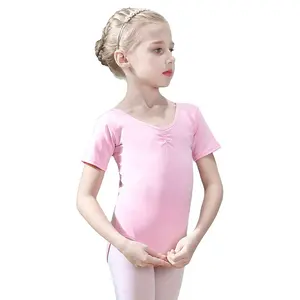 Grosir anak kostum latihan-Baju Dansa Anak Perempuan, Baju Latihan Lengan Pendek Musim Panas, Rok Tutu Dansa China, Baju Dansa Anak Perempuan