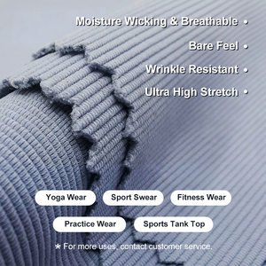 Tissu côtelé en nylon et élasthanne style Lulu, 310 GSM, 150 cm, haute extensibilité, anti-humidité, à rayures esthétiques, pour vêtements de yoga et de sport - Product Image 4
