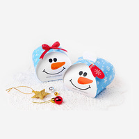 Boîtes à biscuits pliables de Noël, mini-boîtes cadeaux Père Noël et bonhomme de neige avec ruban pour l'emballage de bonbons de Noël
