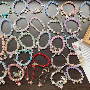 PUSHI wholesale fashion accessories hight quality animal stone crystal pearl plastic mix bracelet women bulk beaded bracelets