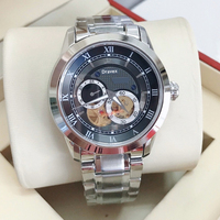 Montre mécanique squelettée pour homme, élégante, avec aiguille lumineuse, verre saphir et bracelet en acier inoxydable, montre-bracelet décontractée