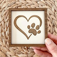 Panneau en bois MDF miniature avec empreinte de patte gravée, cadeau pour les mamans de chiens, décoration de table pour petits espaces - Décoration pour les amoureux des chiens et des animaux de compagnie