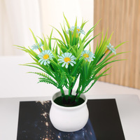 Buket Bunga Buatan Mini Daisy Sunflower Rumput Musim Semi Pot Bunga Palsu INS Tanaman Hias Desktop Bonsai Dekorasi Rumah Grosir