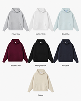 Hoodie Fleece Oversize Berkualitas Tinggi 400g Warna Solid Pria Kasual Pullover Grosir Warna Kustom