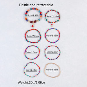 Pulseras bohemias elásticas con Cuentas pequeñas baratas para mujer, conjunto de joyería, pulseras de cuentas de arroz multicapa coloridas, Artesanal 2025 - Product Image 2