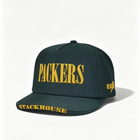 Gorra de Béisbol Snapback de 5 Paneles con Visera Plana, Color Verde Oscuro, Personalizada con Logotipo de Equipo de Fútbol en Silicona, Estilo Deportivo Unisex, Venta al Por Mayor