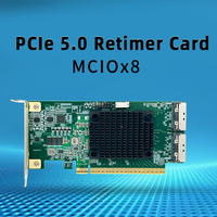Carte adaptateur GPU Miwin PCIe 5.0 X16 vers 2* MCIO X8 avec retimer, accessoire de serveur haute vitesse, carte riser PCIe 5.0 intégrée