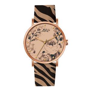 Vente en Gros Bracelet Design Léopard Floral Cadran Or <span class=keywords><strong>Rose</strong></span> Femmes Mouvement Quartz Montres Hommes Personnalisées - Product Image 4