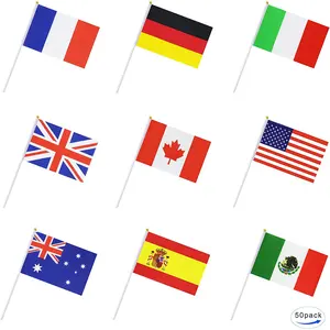 50 Landen Hand Held Kleine Nationale Vlaggen Banners International World Stok Vlag