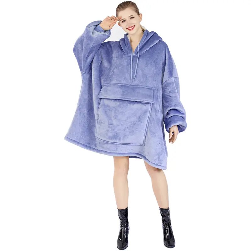 2024 Popular Manta con capucha para adultos suave y cómoda manta con capucha de gran tamaño para el hogar conveniente Manta con bolsillo