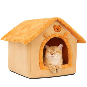 Cama <span class=keywords><strong>de</strong></span> Lujo Moderna para Mascotas en Forma <span class=keywords><strong>de</strong></span> Casa, Cálida para Invierno, Totalmente Desmontable y Lavable, Cojín Suave para Perros y Gatos Pequeños y Grandes, Nido Acogedor - Product Image 2