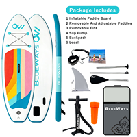 Planche à pagaie gonflable rétro arc-en-ciel 9'6'', SUP junior élégant pour adolescents et filles, planche stable de 13 cm d'épaisseur
