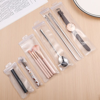 Sac zippé en plastique transparent PVC allongé pour bijoux, porte-clés, pinceau de maquillage, crayon à sourcils, bracelet de montre