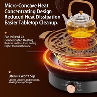 Réchaud électrique multifonction en céramique avec commande par bouton, pour la maison, le camping en plein air, avec plaque de cuisson pour la préparation du thé et le barbecue