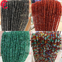Perles de pierres précieuses facettées en agate naturelle (2-4 mm) : agate rouge, agate verte, onyx noir – Perles en vrac pour la fabrication de bijoux