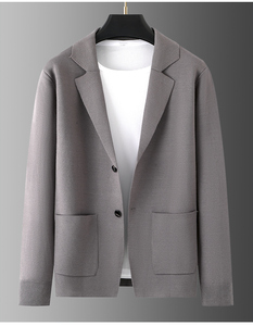 เสื้อเบลเซอร์ผู้ชายสีดำทรงเข้ารูป สไตล์ลำลอง ผ้าถักคุณภาพสูง ผลิตตามสั่ง MOQ ต่ำ - Product Image 4