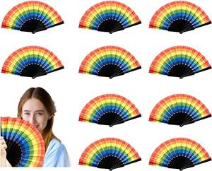 Abanicos de mano de <span class=keywords><strong>lunares</strong></span> promocionales personalizados en stock <span class=keywords><strong>Abanico</strong></span> de mano de costillas de plástico plegables Más colores - Product Image 1