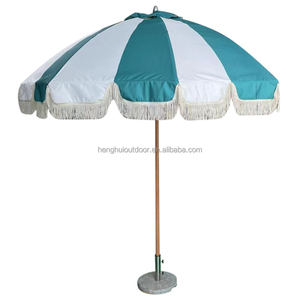 Sunshine Promotional Big <strong>Beach</strong> Sun <strong>Umbrella</strong> Custom Outdoor Wooden Pole Premium Sun Parasol Luxury <strong>Umbrella</strong> With Tassels - Product Image 6