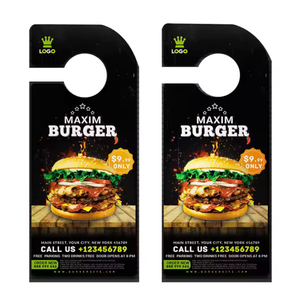 Personnalisé <span class=keywords><strong>pas</strong></span> cher immobilier carton Flyer <span class=keywords><strong>impression</strong></span> bouton suspendu publicité porte cintre pour hôtel - Product Image 5