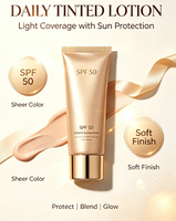 Crème solaire minérale teintée SPF50, teinte naturelle modulable, douce pour les peaux sensibles, protection UVA UVB à large spectre