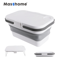 Seau pliable portable d'extérieur de 30 litres en PP TPR, seau de 5 gallons avec couvercle, seau à linge pliable en caoutchouc