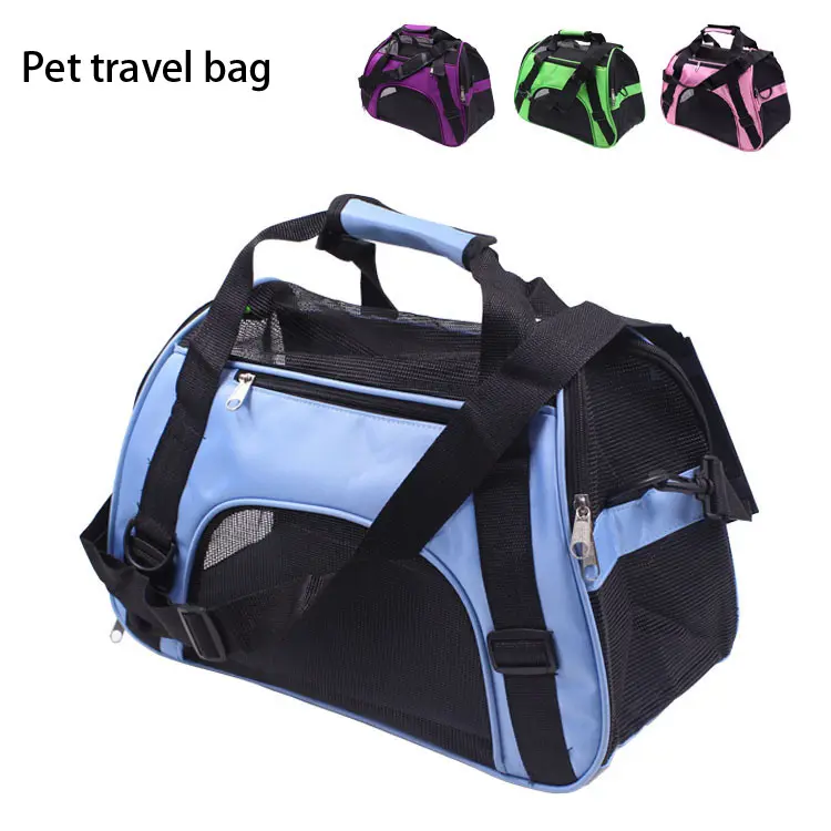 Tas punggung anjing dan kucing dapat dilipat, tas hewan peliharaan anjing dan kucing, tas selempang untuk hewan portabel bernapas karet jaring