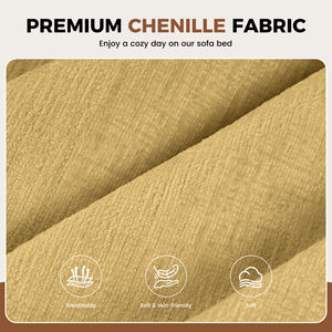 Canapé-lit convertible moderne incurvé et extensible en velours, mousse haute densité, sans assemblage, avec oreillers, pour chambre et salon - Product Image 2