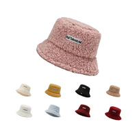Chapeau de pêcheur en fausse fourrure Teddy de créateur avec logo brodé personnalisé, style décontracté automne-hiver, pour le cyclisme, en peluche, avec alphabet