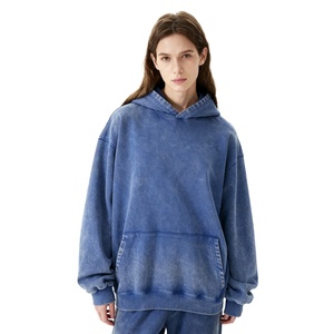 <span class=keywords><strong>Sudadera</strong></span> de algodón Terry de 425 g para hombre, estilo europeo-americano, corte holgado, hombros caídos, con efecto batik y lavado desgastado. - Product Image 2