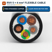 Câble de commande flexible H05VV-F RVV 5 conducteurs 5x4mm² 300/500V IEC 60227 en cuivre gainé PVC pour panneaux de commande de moteur Certifié CCC