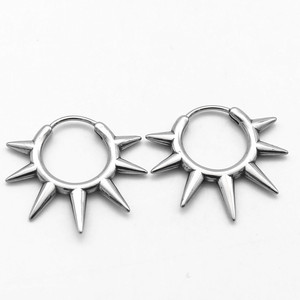 Pendientes de aro yunique con forma de púa, diseño geométrico de acero de titanio, joyería de moda - Product Image 5