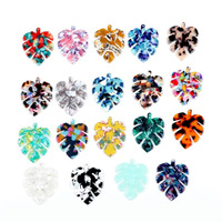 Écaille de tortue acétate acrylique boucle d'oreille breloques grande feuille de Monstera en forme de pendentif boucle d'oreille pièces résultats fabrication de bijoux à bricoler soi-même