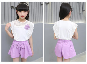 Mono de Verano para Niñas, con Mangas Cortas, Elegante, con Lazo de Encaje y Cuentas, Producto Más Vendido en la Tienda Online China - Product Image 3