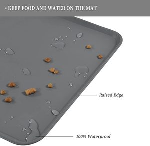 Bandeja de silicona antideslizante para comida de perros y gatos, alfombrilla de aislamiento térmico para alimentación, almohadilla para suelos con bordes, impermeable - Product Image 4