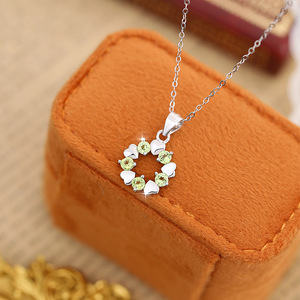 Collier pendentif en forme de cœur avec pierres naturelles de 3 mm, serti de 9 pierres fines, en argent sterling 925, pierres précieuses colorées taillées rondes, bijoux pour femmes - Product Image 2