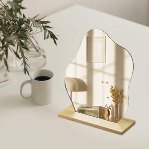 Ins Irregular <b>Acrylic</b> Personalized Makeup <b>Mirror</b> Decorative <b>Mirror</b> Wooden Base Cosmetic De Maquillaje Vanity <b>Mirror</b> - Product Image 2