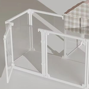 Jaula cuadrada de plástico transparente moderna para perros con cierre de botón, valla ecológica para perros pequeños medianos con patrón sólido para interiores/exteriores - Product Image 6