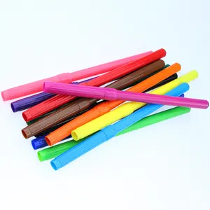 Ofis okul malzemeleri Marker fabrika fiyat yıkanabilir özelliği keçeli kalem ince ucu 12 renk çocuklar sanat belirteçleri