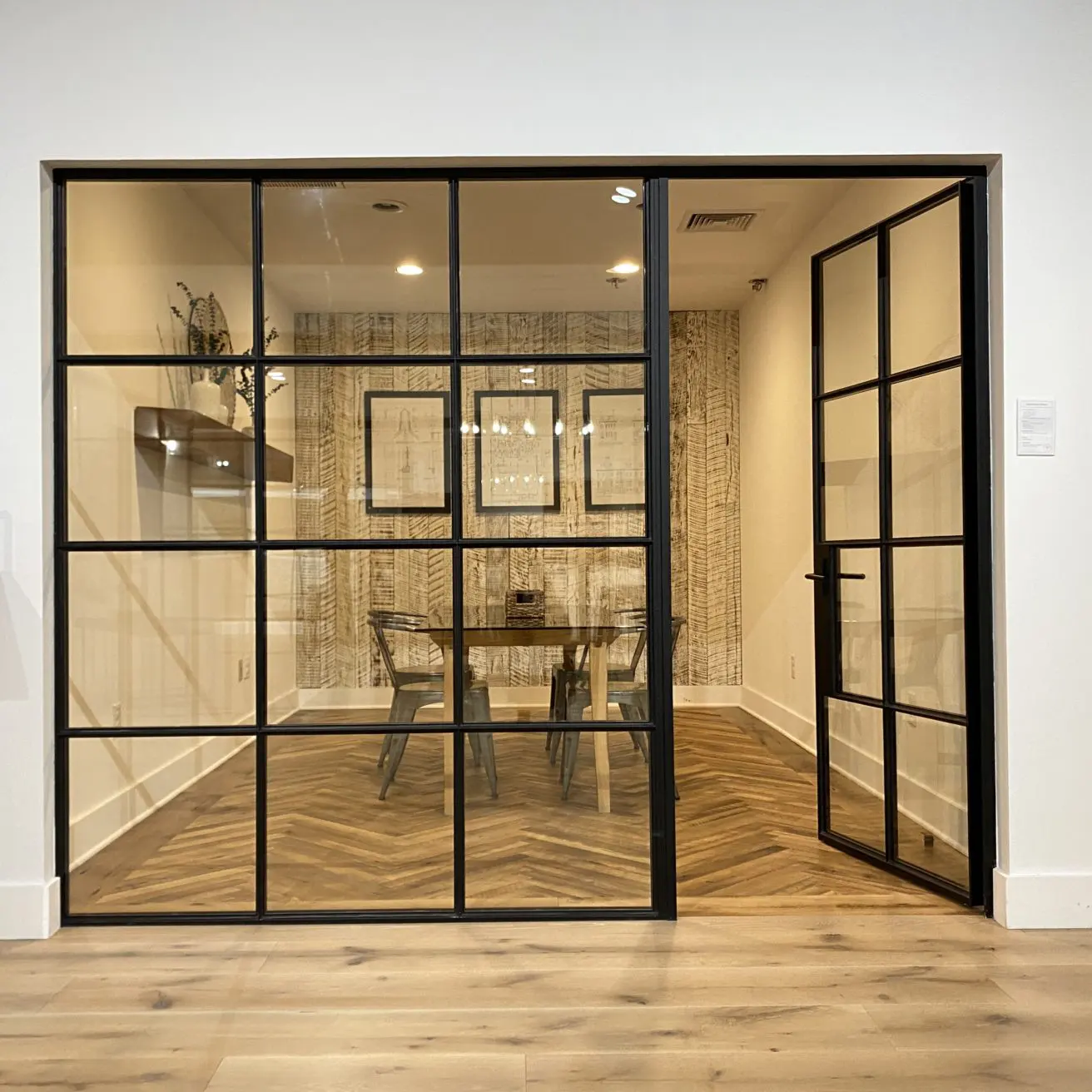 Modern steel hinges door double glass customized tempered glass and metal framed french door