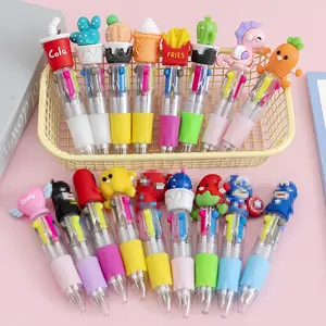 قلم حبر جاف شكل حيوان لطيف 4 في 1 متعدد الألوان بسعر رخيص جدًا مناسب للتقديم كهدية للأطفال