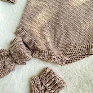 Set Rajutan Bayi, Sweater Rajut Tebal Panjang, Kupluk Bayi Baru Lahir, Pakaian Rajut Anak, Celana, Pakaian Musim Dingin, Set Sepatu Bayi - Product Image 5