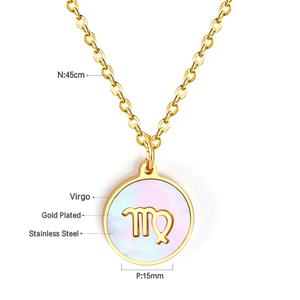 Collier Horoscope en Zircon Plaqué Or 18K en Gros Personnalisé, Bijoux en Acier Inoxydable, Collier Zodiaque 12 Signes pour Femmes - Product Image 6