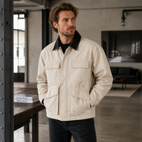 Veste en toile lavée Benta Shangpin personnalisable avec votre logo, col contrastant, style vintage, durable, multi-poches, vêtements de travail pour camionneurs
