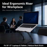 Soporte Ajustable y Plegable para Portátil de Aleación de Aluminio, Ajuste de Altura y Ángulo Continuo, Soporte Ergonómico para Tablet con Ventilación