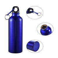 Bouteilles d'eau de sport en aluminium personnalisables en gros, 400 ml/500 ml/600 ml/750 ml, à paroi simple, avec mousquetons et couvercles à vis portables