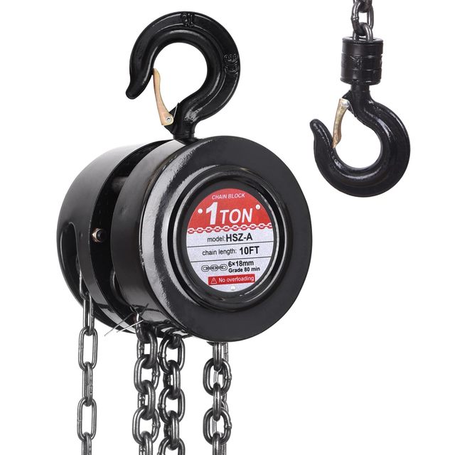 Hand Chain Hoist, 1 Ton/2200 Lbs Capacity, Heavy Duty Steel Chain Fall Hoist with 10 Ft Lifting Height