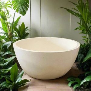 Space Saving Round Concrete Bathtub Small Soaking GFRC Cement Tub For Modern Apartment Bathroom Sourcing Vietnam - Product Image 5