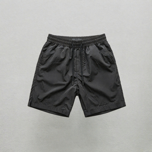 Custom <b>Black</b> Woven Cotton Casual Men Shorts Elastic Waist Printed Athletic Short <b>Pants</b> - Product Image 2
