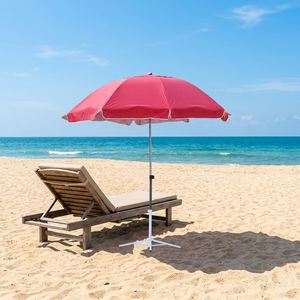 Parasol de jardin double auvent imperméable et coupe-vent 140 cm avec revêtement argenté anti-UV pour extérieur, patio, piscine, plage - Product Image 1